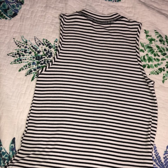 Striped Black and White High Neck Shirt - Picture 2 of 3